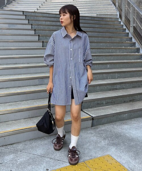 CIAOPANIC TYPY（チャオパニックティピー）の「【PATTIPATTI】ユニセックスオーバーシャツ（シャツ/ブラウス・メンズ・ブルー/ネイビー/ダークブルー/ホワイト・MEDIUM/LARGE）」の10枚目の写真