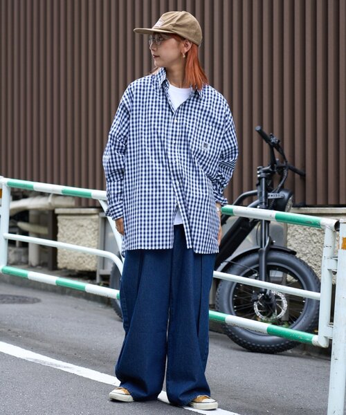 CIAOPANIC TYPY（チャオパニックティピー）の「【PATTIPATTI】ユニセックスオーバーシャツ（シャツ/ブラウス・メンズ・ブルー/ネイビー/ダークブルー/ホワイト・MEDIUM/LARGE）」の11枚目の写真