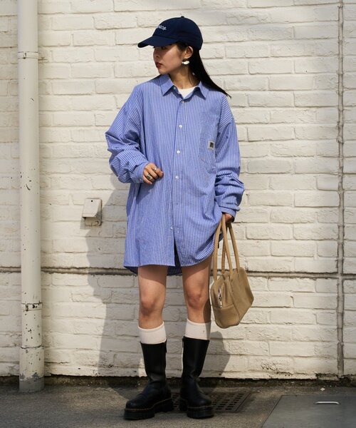 CIAOPANIC TYPY（チャオパニックティピー）の「【PATTIPATTI】ユニセックスオーバーシャツ（シャツ/ブラウス・メンズ・ブルー/ネイビー/ダークブルー/ホワイト・MEDIUM/LARGE）」の13枚目の写真