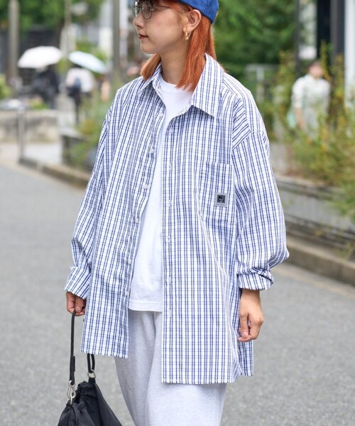 CIAOPANIC TYPY（チャオパニックティピー）の「【PATTIPATTI】ユニセックスオーバーシャツ（シャツ/ブラウス・メンズ・ブルー/ネイビー/ダークブルー/ホワイト・MEDIUM/LARGE）」の15枚目の写真