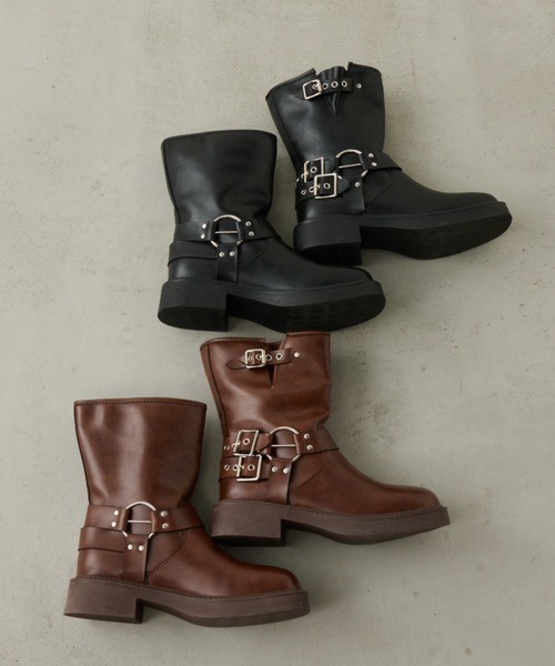 Unitage（ユニテージ）の「エンジニアミドルブーツ（ブーツ・レディース・ブラック/ブラウン・MEDIUM/LARGE）」の10枚目の写真