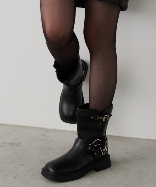 Unitage（ユニテージ）の「エンジニアミドルブーツ（ブーツ・レディース・ブラック/ブラウン・MEDIUM/LARGE）」の12枚目の写真