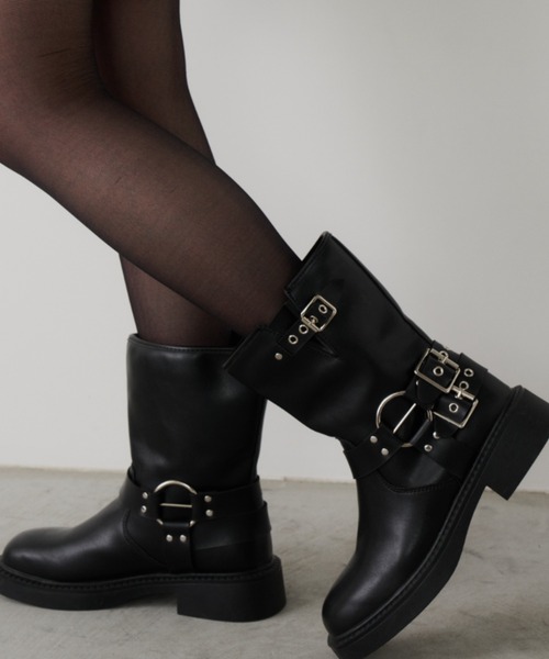 Unitage（ユニテージ）の「エンジニアミドルブーツ（ブーツ・レディース・ブラック/ブラウン・MEDIUM/LARGE）」の11枚目の写真