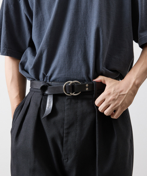 PADRONE（パドローネ）の「PADRONE パドローネ / LEATHER RING BELT モストロレザーダブルリングベルト / PA9995-5015（ベルト・メンズ・ブラック・FREE）」の2枚目の写真