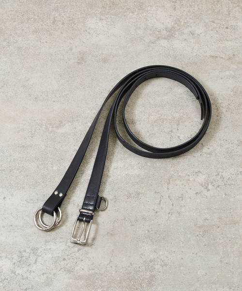 PADRONE（パドローネ）の「PADRONE パドローネ / LEATHER RING BELT モストロレザーダブルリングベルト / PA9995-5015（ベルト・メンズ・ブラック・FREE）」の4枚目の写真
