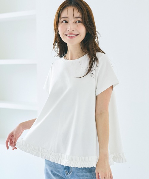 coca(coca)(コカ)の「フリルヘムAライントップス(Tシャツ/カットソー・レディース・ブラック/ホワイト・S/M/L)」の2枚目の写真