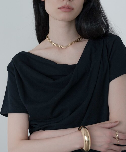 GALLEST(ギャレスト)の「ドレープクロップドカットソー(Tシャツ/カットソー・レディース・オフホワイト/ブラック/ホワイト・38)」の3枚目の写真