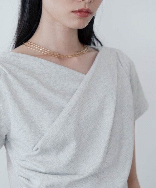 GALLEST(ギャレスト)の「ドレープクロップドカットソー(Tシャツ/カットソー・レディース・オフホワイト/ブラック/ホワイト・38)」の9枚目の写真