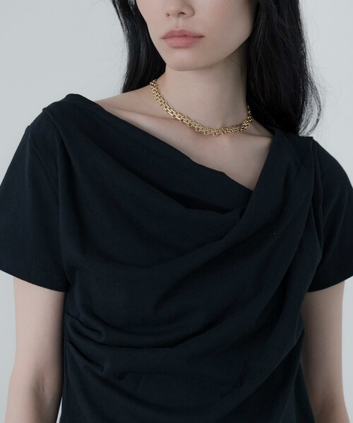 GALLEST(ギャレスト)の「ドレープクロップドカットソー(Tシャツ/カットソー・レディース・オフホワイト/ブラック/ホワイト・38)」の22枚目の写真