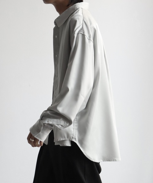 [welise] Drop Satin Smock Oversize — длинная футболка с длинным рукавом, оверсайз