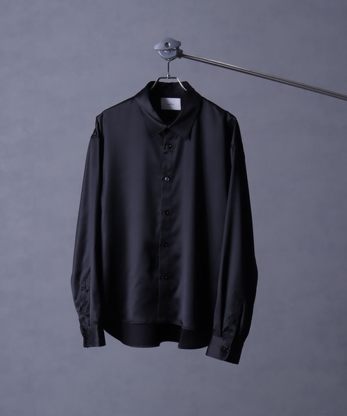 welise(ウェライズ)の「【welise/ウェライズ】ドレープサテンスムース オーバーサイズ長袖シャツ(シャツ/ブラウス・メンズ・ブラック/ホワイト系その他/チャコールグレー/ダークネイビー・S/L/M)」の6枚目の写真