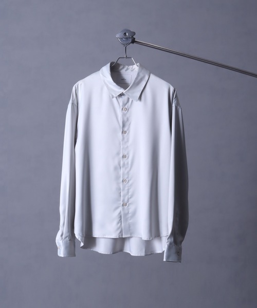 welise(ウェライズ)の「【welise/ウェライズ】ドレープサテンスムース オーバーサイズ長袖シャツ(シャツ/ブラウス・メンズ・ブラック/ホワイト系その他/チャコールグレー/ダークネイビー・S/L/M)」の5枚目の写真