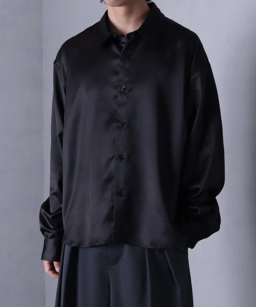 welise(ウェライズ)の「【welise/ウェライズ】ドレープサテンスムース オーバーサイズ長袖シャツ(シャツ/ブラウス・メンズ・ブラック/ホワイト系その他/チャコールグレー/ダークネイビー・S/L/M)」の12枚目の写真