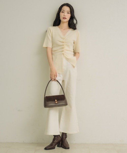 NEUNA(ヌナ)の「【5分袖で二の腕スッキリ◎】フロントギャザーハーフスリーヴトップス(Tシャツ/カットソー・レディース・ブラウン/ブラック/アイボリー・FREE)」の18枚目の写真