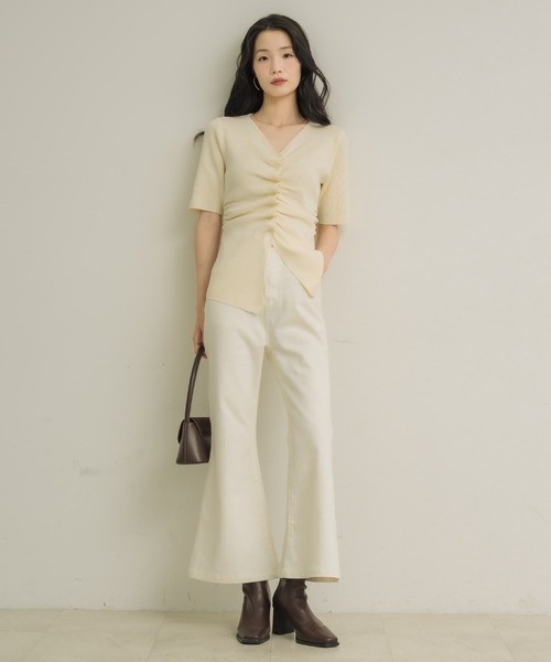 NEUNA(ヌナ)の「【5分袖で二の腕スッキリ◎】フロントギャザーハーフスリーヴトップス(Tシャツ/カットソー・レディース・ブラウン/ブラック/アイボリー・FREE)」の16枚目の写真