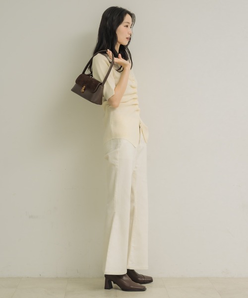 NEUNA(ヌナ)の「【5分袖で二の腕スッキリ◎】フロントギャザーハーフスリーヴトップス(Tシャツ/カットソー・レディース・ブラウン/ブラック/アイボリー・FREE)」の21枚目の写真
