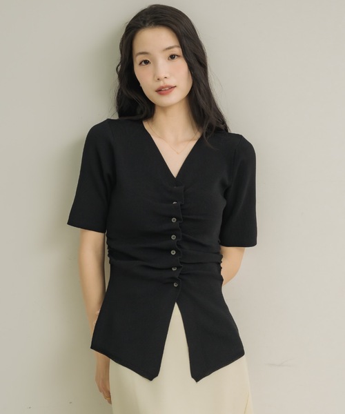 サウザー　ご注文 フロントギャザーハーフスリーヴ（Tシャツ/カットソー）｜NEUNA（ヌナ