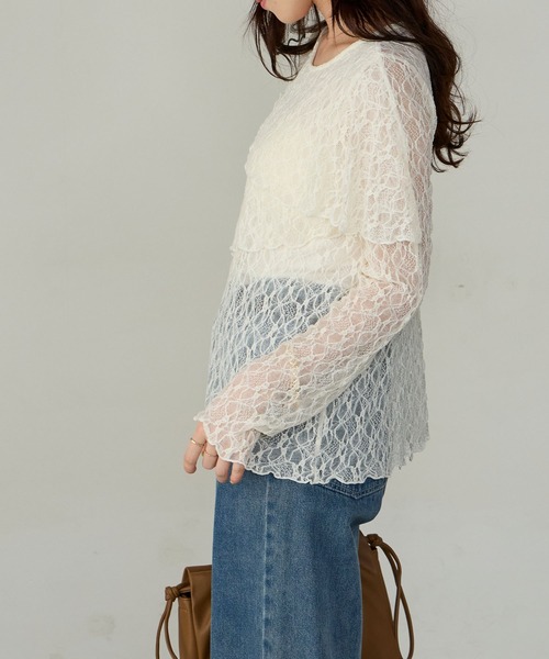 Cherir Mignon(シェリルミニョン)の「【Cherir Mignon】アシメフリルレースブラウス(シャツ/ブラウス・レディース・ホワイト/ブラック・FREE)」の16枚目の写真