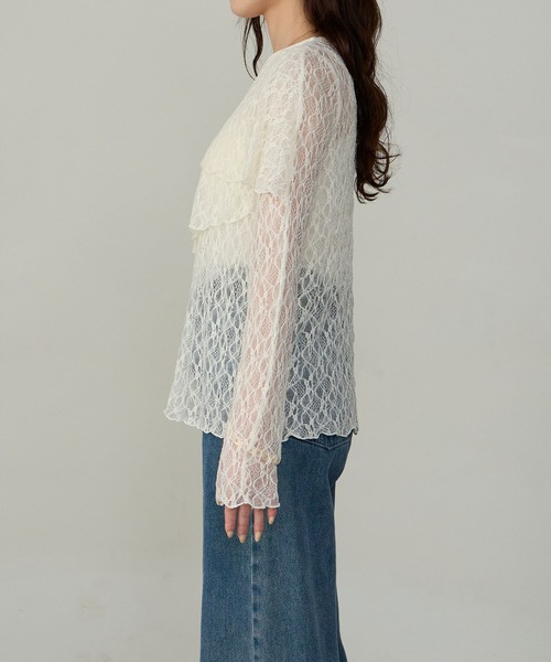 Cherir Mignon(シェリルミニョン)の「【Cherir Mignon】アシメフリルレースブラウス(シャツ/ブラウス・レディース・ホワイト/ブラック・FREE)」の12枚目の写真