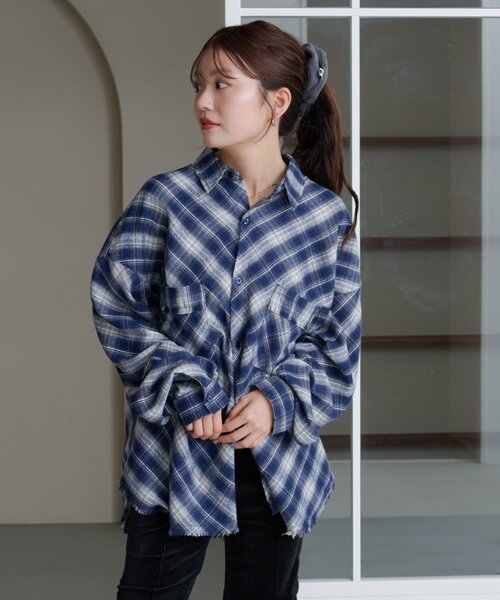 セール】【S.Mサイズ展開】ネルチェックシャツ（シャツ/ブラウス