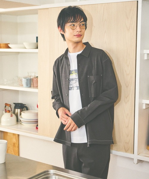 GLOBAL WORK（グローバルワーク）の「アーバンシャツ/576419（シャツ/ブラウス・メンズ・チャコールグレー/ブラック/オリーブ/ブラウン系/ブラック系1/モカ/ブルー・XXL/XL/L/S/XS/M/3XL）」の3枚目の写真