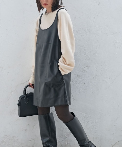 セール】フェイクレザーミニワンピース（ワンピース）｜AKTE（アクテ