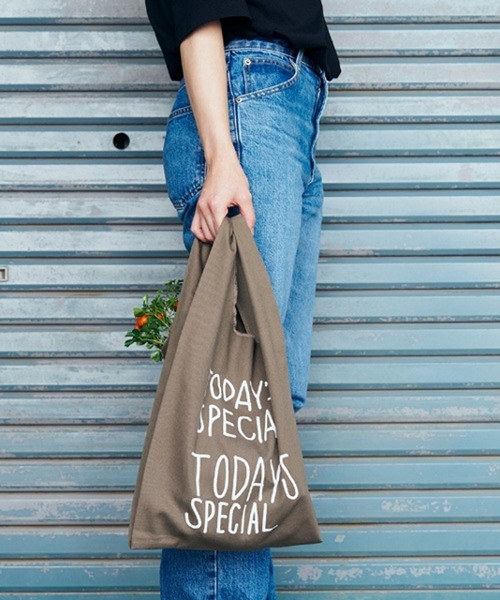 TODAY'S SPECIAL（トゥデイズスペシャル）の「【TODAY'S SPECIAL】WARM COTTON MARCHE BAG S ダークカーキ /361329（エコバッグ/サブバッグ・レディース・ミント・FREE）」の3枚目の写真