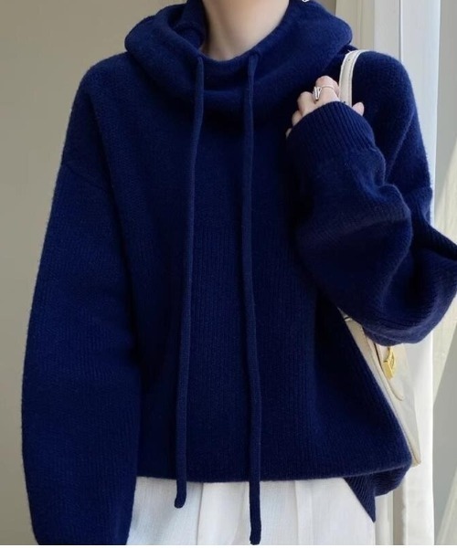 cammie(キャミー)の「タートルフーディーニット(ニット/セーター・レディース・グレー/ブラウン/ネイビー/グリーン・M/L)」の4枚目の写真