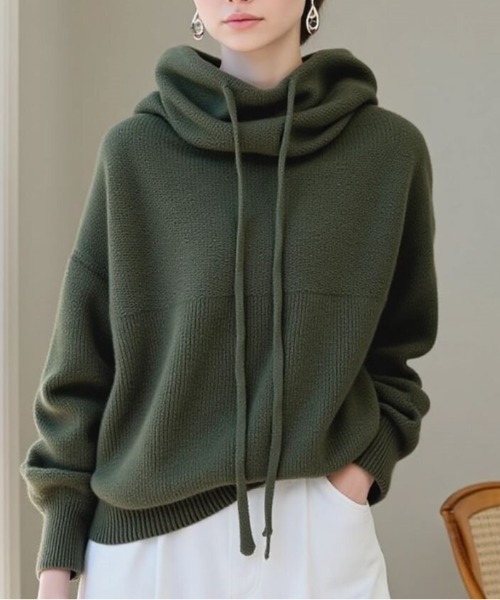 cammie(キャミー)の「タートルフーディーニット(ニット/セーター・レディース・グレー/ブラウン/ネイビー/グリーン・M/L)」の21枚目の写真