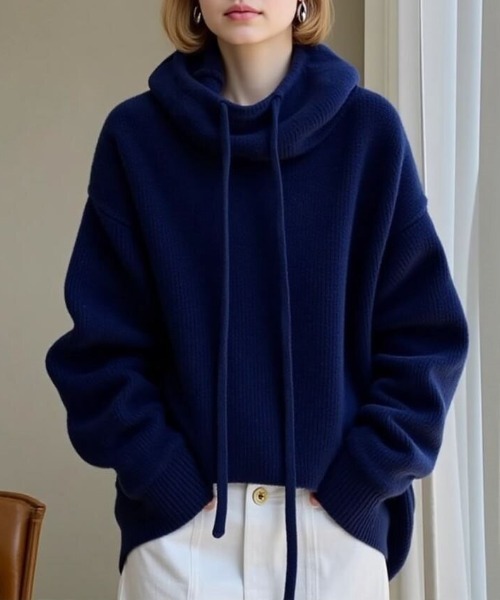 cammie(キャミー)の「タートルフーディーニット(ニット/セーター・レディース・グレー/ブラウン/ネイビー/グリーン・M/L)」の22枚目の写真