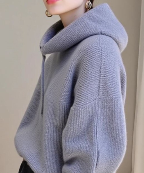 cammie(キャミー)の「タートルフーディーニット(ニット/セーター・レディース・グレー/ブラウン/ネイビー/グリーン・M/L)」の5枚目の写真