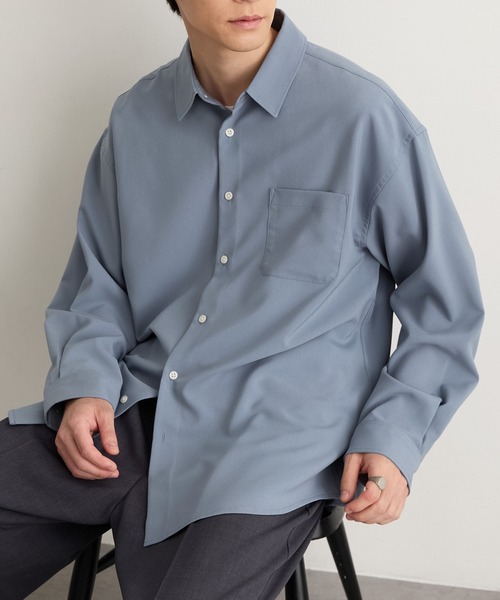 MONO-MART(モノマート)の「【EASY COMFORTシリーズ】ハイコンフォート フレンチフロント レギュラーカラーシャツ〈UVカット・速乾・イージーケア〉(シャツ/ブラウス・メンズ・オフホワイト/ブルー/スミクロ/モカ/グレー系/ブルー系/ブラウン/チャコール/ブラウン系/ネイビー/ベージュ系/ブルー系2/ネイビー系/ブルー系3/ブラック系・S/M/L)」の14枚目の写真