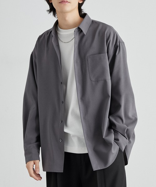 MONO-MART（モノマート）の「ハイコンフォート フレンチフロント レギュラーカラーシャツ〈UVカット・速乾・イージーケア〉（シャツ/ブラウス・メンズ・オフホワイト/ブルー/スミクロ/モカ/グレー系/ブルー系/ブラウン/チャコール・S/M/L）」の9枚目の写真