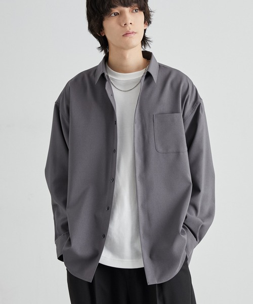 MONO-MART（モノマート）の「ハイコンフォート フレンチフロント レギュラーカラーシャツ〈UVカット・速乾・イージーケア〉（シャツ/ブラウス・メンズ・オフホワイト/ブルー/スミクロ/モカ/グレー系/ブルー系/ブラウン/チャコール・S/M/L）」の11枚目の写真