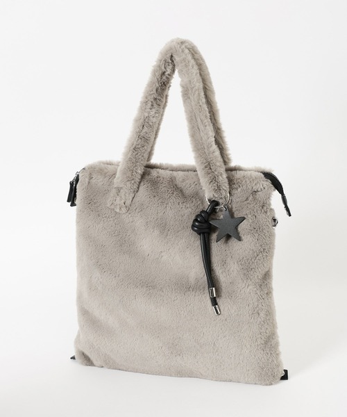 eyckb様 A4サイズ収納可能】チャーム付き3WAYファートート（トートバッグ