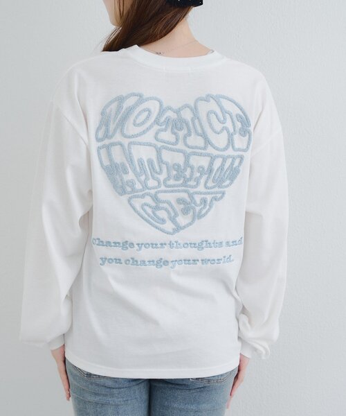 continuer de NICE CLAUP(コンティニューデナイスクラップ)の「ラメ相良ハートロンT(Tシャツ/カットソー・レディース・オフホワイト/オートミール/ブラック・FREE)」の7枚目の写真