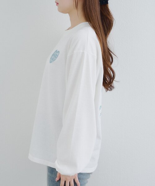 continuer de NICE CLAUP(コンティニューデナイスクラップ)の「ラメ相良ハートロンT(Tシャツ/カットソー・レディース・オフホワイト/オートミール/ブラック・FREE)」の8枚目の写真