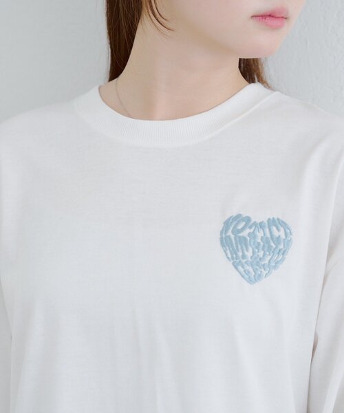 continuer de NICE CLAUP(コンティニューデナイスクラップ)の「ラメ相良ハートロンT(Tシャツ/カットソー・レディース・オフホワイト/オートミール/ブラック・FREE)」の9枚目の写真