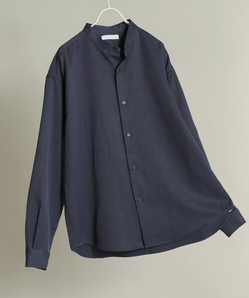 SENSE OF PLACE by URBAN RESEARCH(センスオブプレイスバイアーバンリサーチ)の「ウールライクバンドカラールーズシャツ(シャツ/ブラウス・メンズ・ネイビー/ベージュ系その他/ブラック/ライトベージュ/チャコールグレー・MEDIUM/LARGE)」の5枚目の写真