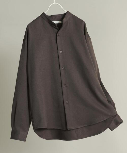 SENSE OF PLACE by URBAN RESEARCH(センスオブプレイスバイアーバンリサーチ)の「ウールライクバンドカラールーズシャツ(シャツ/ブラウス・メンズ・ネイビー/ベージュ系その他/ブラック/ライトベージュ/チャコールグレー・MEDIUM/LARGE)」の2枚目の写真