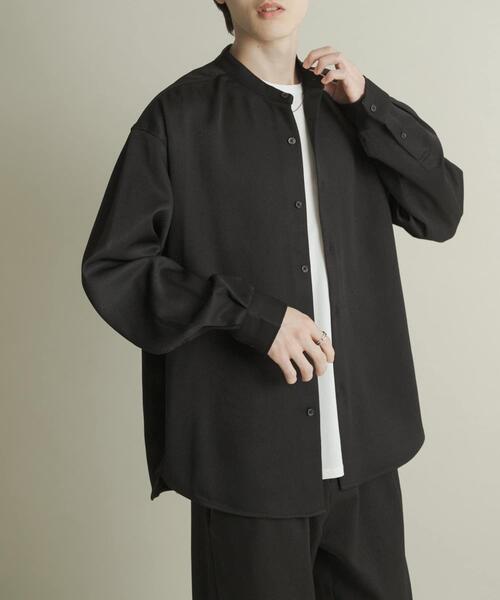 SENSE OF PLACE by URBAN RESEARCH(センスオブプレイスバイアーバンリサーチ)の「ウールライクバンドカラールーズシャツ(シャツ/ブラウス・メンズ・ネイビー/ベージュ系その他/ブラック/ライトベージュ/チャコールグレー・MEDIUM/LARGE)」の10枚目の写真