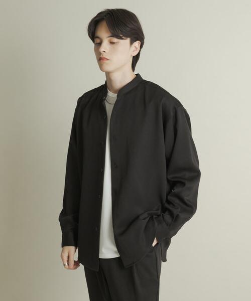 SENSE OF PLACE by URBAN RESEARCH(センスオブプレイスバイアーバンリサーチ)の「ウールライクバンドカラールーズシャツ(シャツ/ブラウス・メンズ・ネイビー/ベージュ系その他/ブラック/ライトベージュ/チャコールグレー・MEDIUM/LARGE)」の12枚目の写真