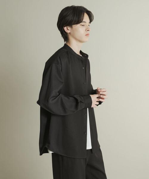 SENSE OF PLACE by URBAN RESEARCH(センスオブプレイスバイアーバンリサーチ)の「ウールライクバンドカラールーズシャツ(シャツ/ブラウス・メンズ・ネイビー/ベージュ系その他/ブラック/ライトベージュ/チャコールグレー・MEDIUM/LARGE)」の14枚目の写真