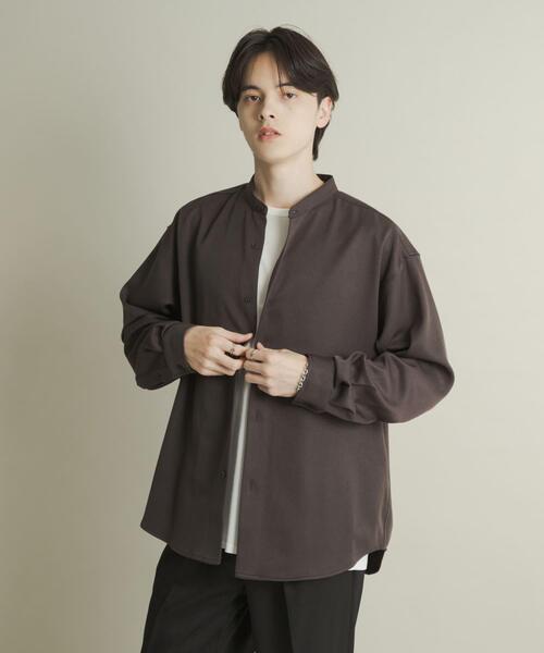 SENSE OF PLACE by URBAN RESEARCH(センスオブプレイスバイアーバンリサーチ)の「ウールライクバンドカラールーズシャツ(シャツ/ブラウス・メンズ・ネイビー/ベージュ系その他/ブラック/ライトベージュ/チャコールグレー・MEDIUM/LARGE)」の19枚目の写真