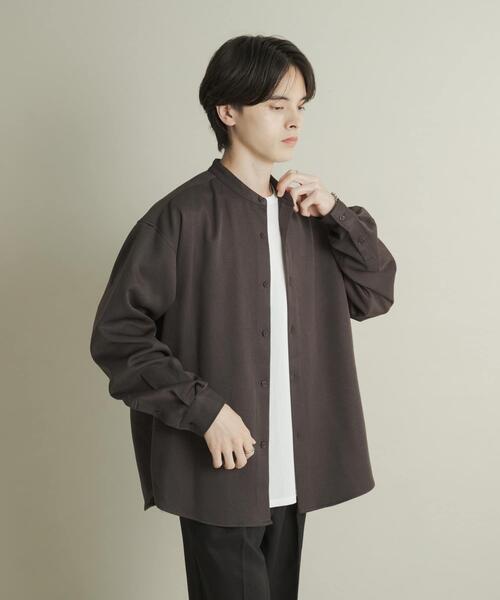 SENSE OF PLACE by URBAN RESEARCH(センスオブプレイスバイアーバンリサーチ)の「ウールライクバンドカラールーズシャツ(シャツ/ブラウス・メンズ・ネイビー/ベージュ系その他/ブラック/ライトベージュ/チャコールグレー・MEDIUM/LARGE)」の20枚目の写真