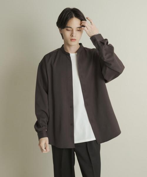 SENSE OF PLACE by URBAN RESEARCH(センスオブプレイスバイアーバンリサーチ)の「ウールライクバンドカラールーズシャツ(シャツ/ブラウス・メンズ・ネイビー/ベージュ系その他/ブラック/ライトベージュ/チャコールグレー・MEDIUM/LARGE)」の22枚目の写真