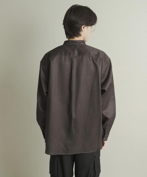 SENSE OF PLACE by URBAN RESEARCH(センスオブプレイスバイアーバンリサーチ)の「ウールライクバンドカラールーズシャツ(シャツ/ブラウス・メンズ・ネイビー/ベージュ系その他/ブラック/ライトベージュ/チャコールグレー・MEDIUM/LARGE)」の6枚目の写真