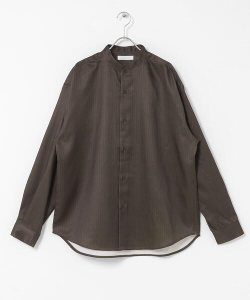 SENSE OF PLACE by URBAN RESEARCH(センスオブプレイスバイアーバンリサーチ)の「ウールライクバンドカラールーズシャツ(シャツ/ブラウス・メンズ・ネイビー/ベージュ系その他/ブラック/ライトベージュ/チャコールグレー・MEDIUM/LARGE)」の7枚目の写真