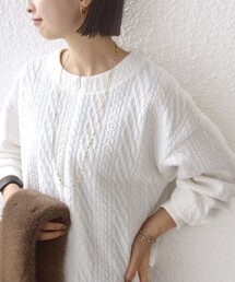 〈手洗い可能〉ケーブル ジャージー スキッパー プルオーバー