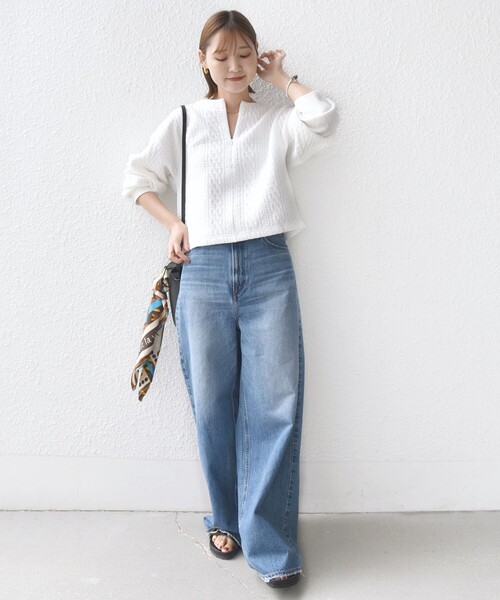 SHIPS（シップス）の「〈手洗い可能〉ケーブル ジャージー スキッパー プルオーバー（スウェット・レディース・ネイビー/レッド/オフホワイト/グレー・ONE SIZE）」の5枚目の写真